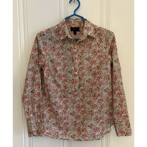 J.CREW X Liberty London Pink Swirling Petals Floral Popover Shirt Size 2 H4651
